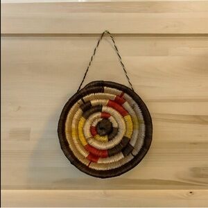 African Thick Coiled Plant Fibre 7.25” Woven Basket Wall Hanging